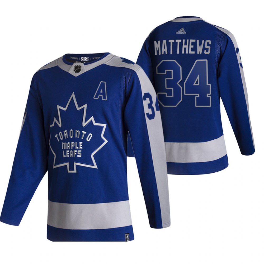 Cheap 2021 Adidias Toronto Maple Leafs 34 Auston Matthews Blue Men Reverse Retro Alternate NHL Jersey